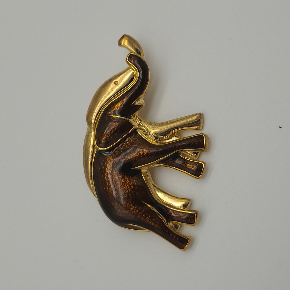 Bundle Lot of 5 Elephant Brooches Necklace Jewelry Vintage Goldtone & Silvertone - Picture 9 of 13